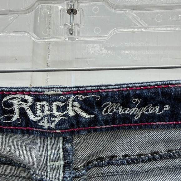 Rock 47 Wrangler Western Thick Stitch Bootcut Denim Jeans Women's 3 4 Long Tall - Picture 7 of 9